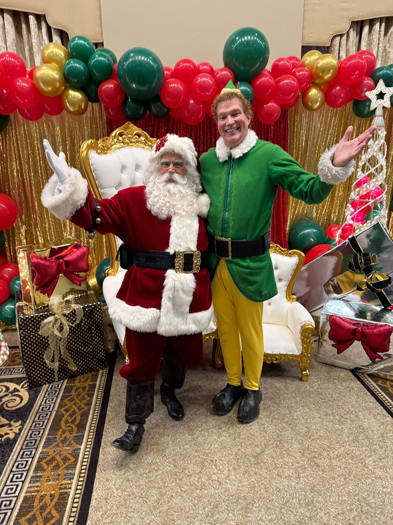 Book Santa Claus San Jose company holiday event with Santa and elf