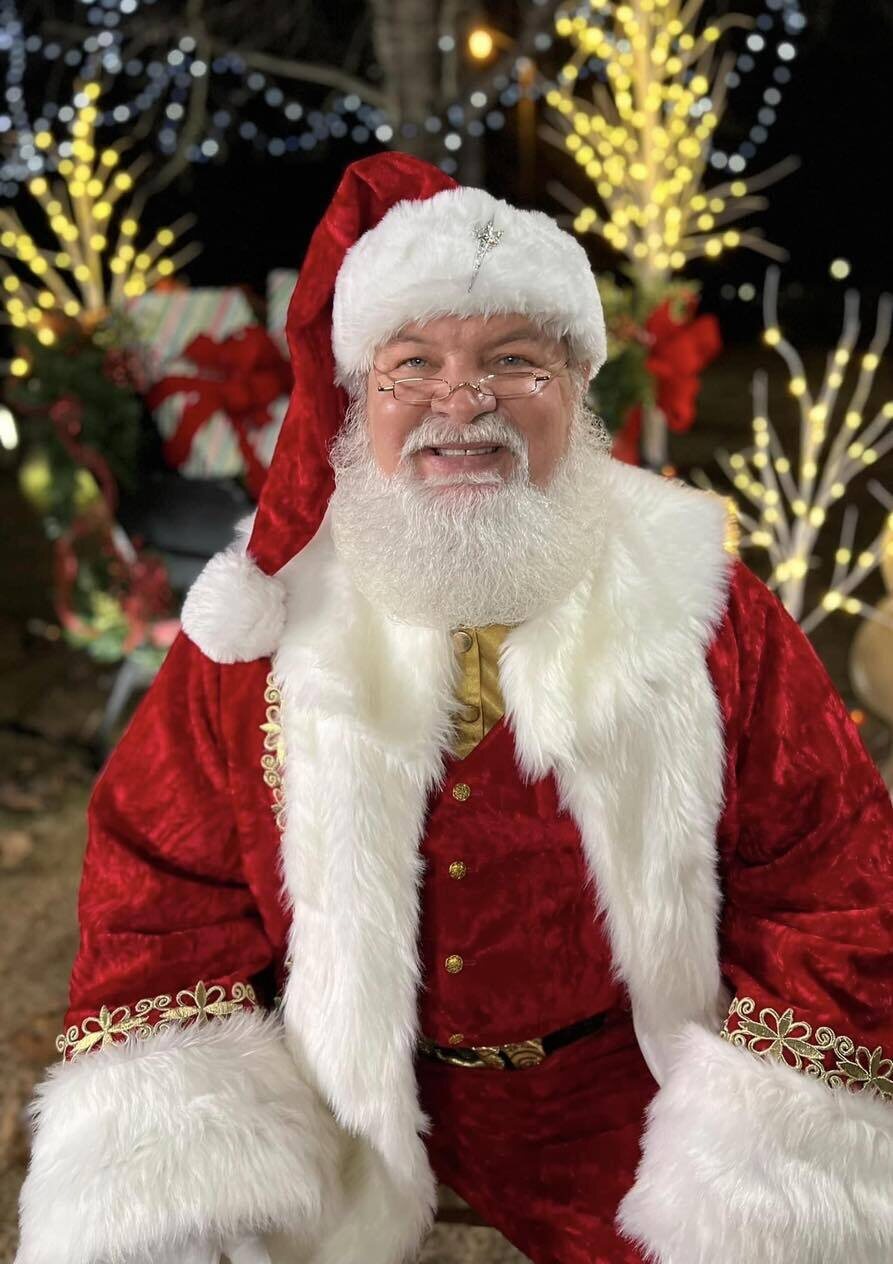 Miami Santa Claus outdoor holiday lights portrait