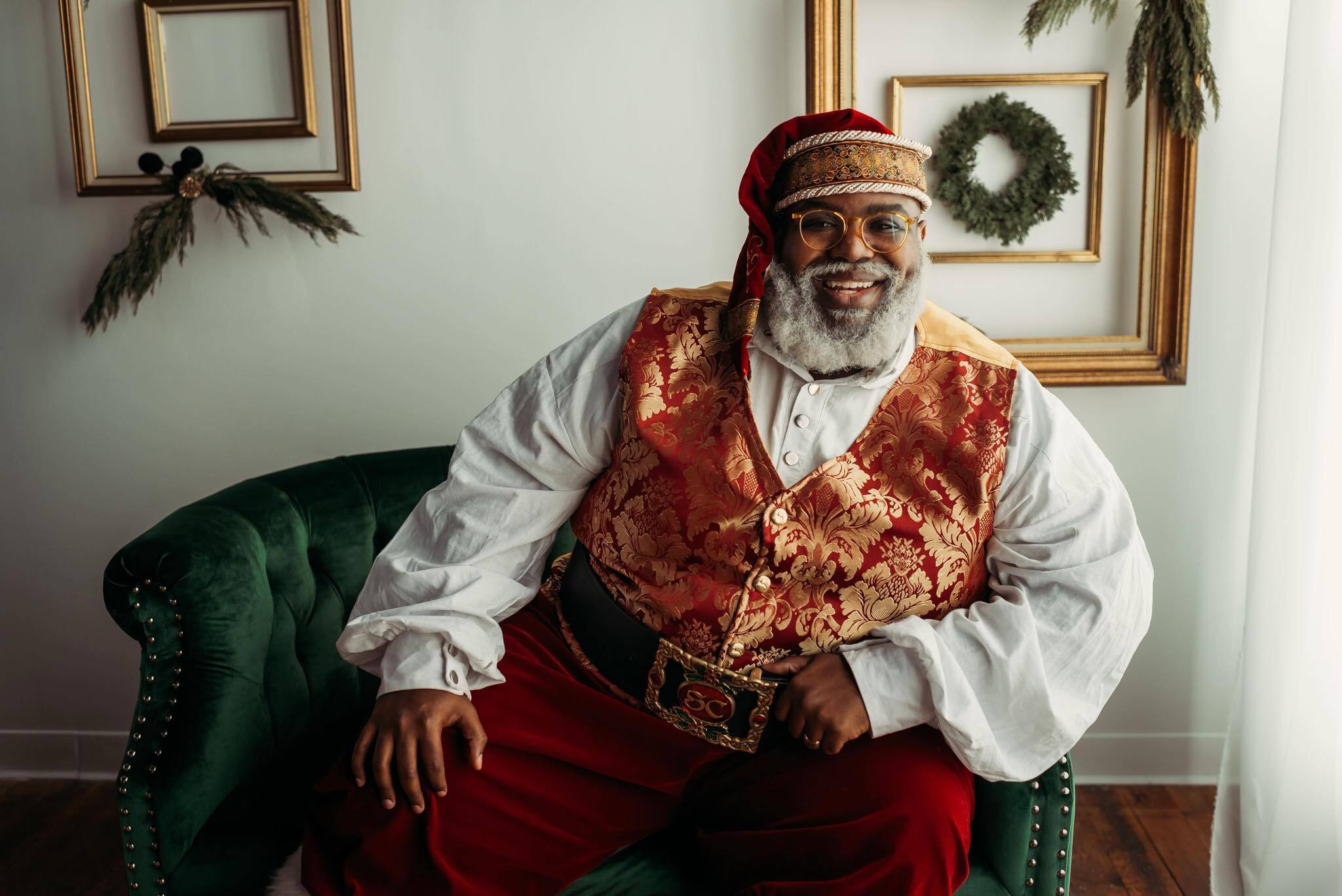 Professional Santa Claus Baltimore indoor holiday portrait