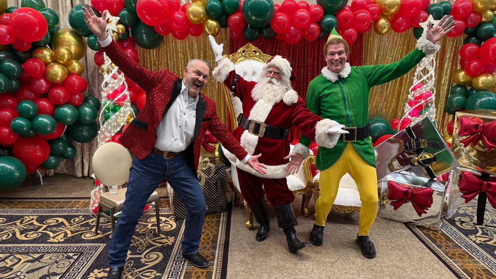 Hire Santa Claus Idaho holiday ballroom greeting